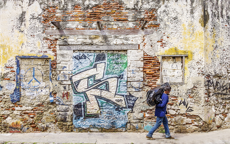 brick, Graffiti, architecture, paint, Street Art, urban, wall - building feature, painted, men, graffiti art, brick wall, graffiti wall, standing, real people