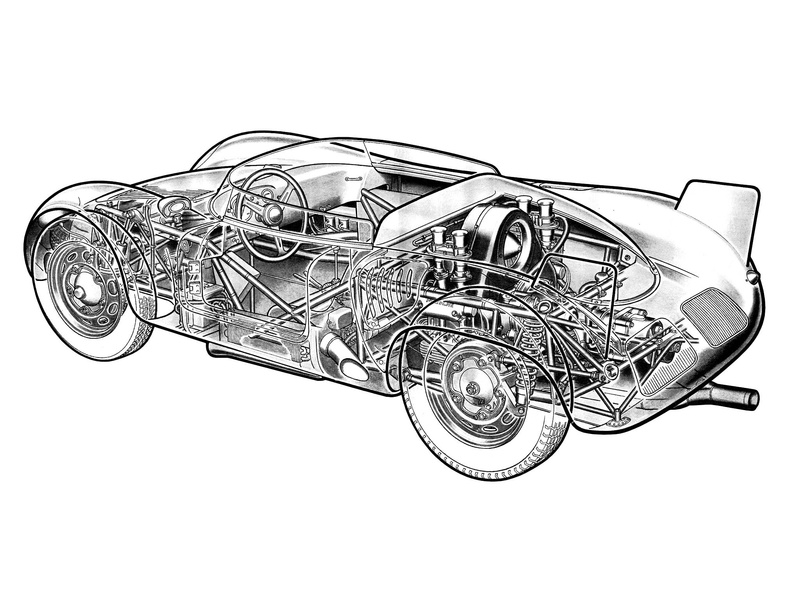 1080P, 718, race, car, porsche, classic, spyder, cutaway