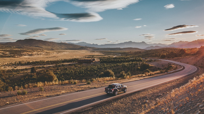 nature, road, mode of transportation, vehicle, bushes, corner, no people, transportation, pickup, land vehicle, raod, environment, running, land, beauty in nature