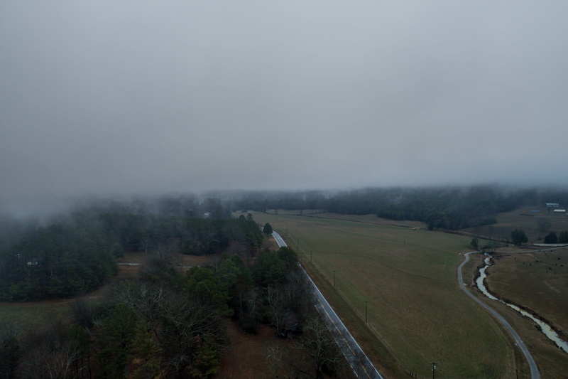 mountain, sky, cloud - Sky, raod, fog, looking down, river, rural Scene, rain, perspective, overcast, up above, weather, 5K, foggy, road, street, winter