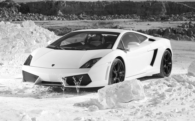lambo, gallardo, 1080P, cars, white, snow