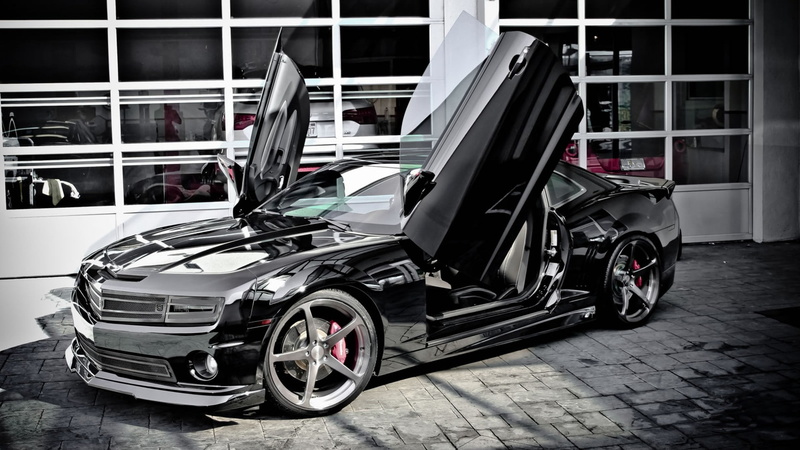 Camaro, 1080P, Lambo doors, black, Chevrolet