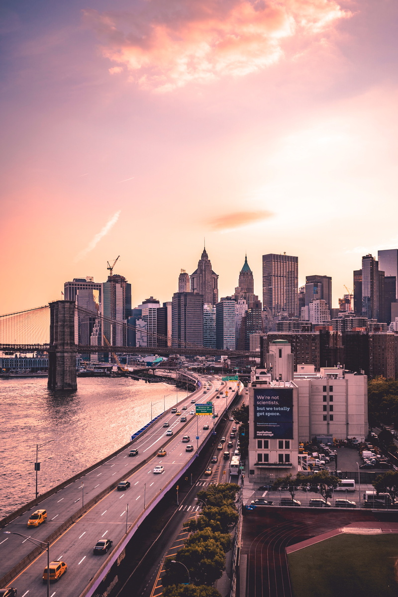 landscape, built structure, bridge, high angle view, travel destinations, no people, urban skyline, cityscape, city, new york, modern, 5K, skyscraper
