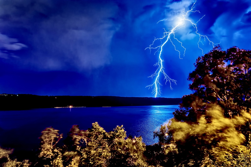 new, storm, the river, Lightning, New Jersey, hudson, Night, river, the Hudson, 1080P, jersey, thunder