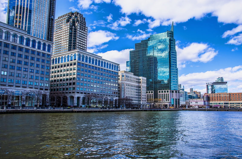 financial district, harbor, skyline, outdoors, sky, dock, waterfront, building, nature, modern, architecture, cloud - sky, cityscape, pier, office building exterior