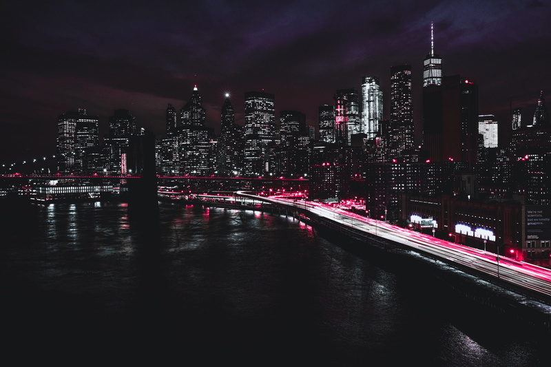 tower, 5K, city Life, outdoors, city, modern, new York City, built Structure, cityscape, illuminated, skyline, downtown District, office Building, dusk