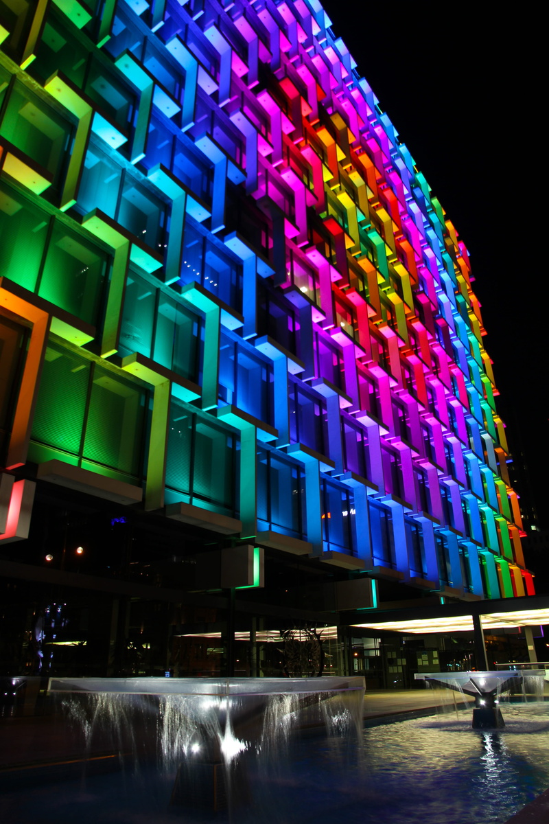 perth, built structure, colorful, motion, glowing, outdoors, australian cities, building, arts culture and entertainment, wa, sky, perth wa, rainbow, long exposure