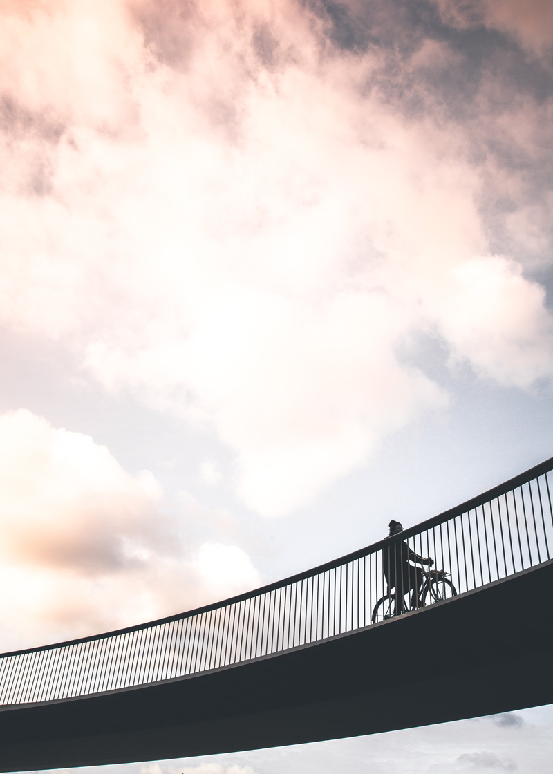 lifestyles, sunset, sky, famous Place, suspension Bridge, footbridge, outdoors, bridge, commuter, architecture, blue, sport, bridge - Man Made Structure
