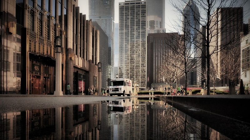 1080P, city, office, building exterior, buildings, outdoors, center, land vehicle, mode of transportation, street view, no people, chicago, united states