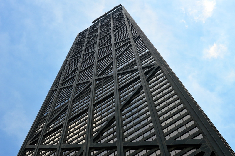urban, tower, facade, john hancock, outdoors, office, merrill, photo, sky, glass - material, city, structure, pattern, skyscraper, american, glass, low