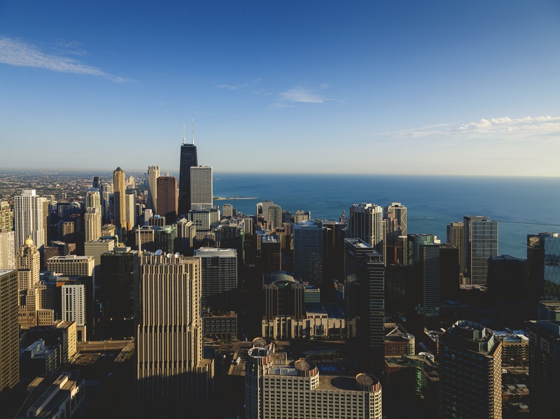 landmark, united, blue, silhouette, sky, financial district, 5K, states, cityscape, chicago, downtown, bird, illinois, michigan, skyscraper, city skyline