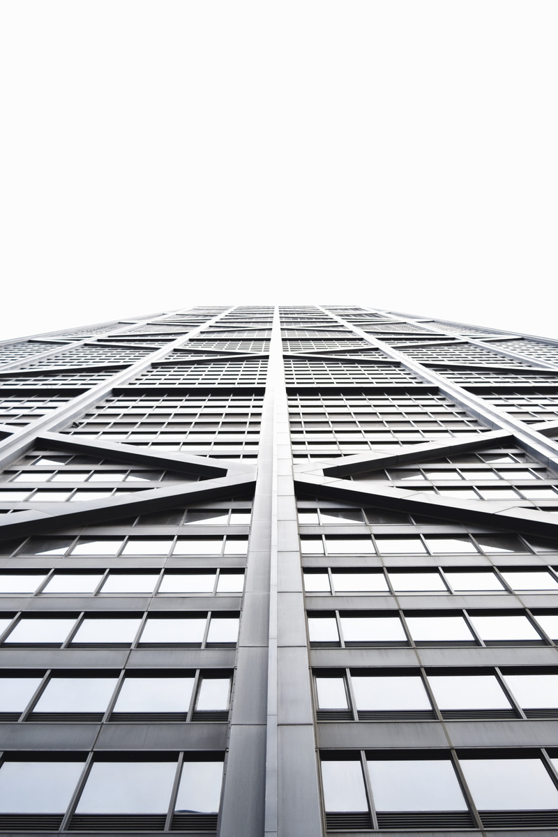 steel, perspective, day, chicago, offices, tall - high, skyscraper, office, hancock, modern, contemporary, john, copy space, low, directly below, sky, nature