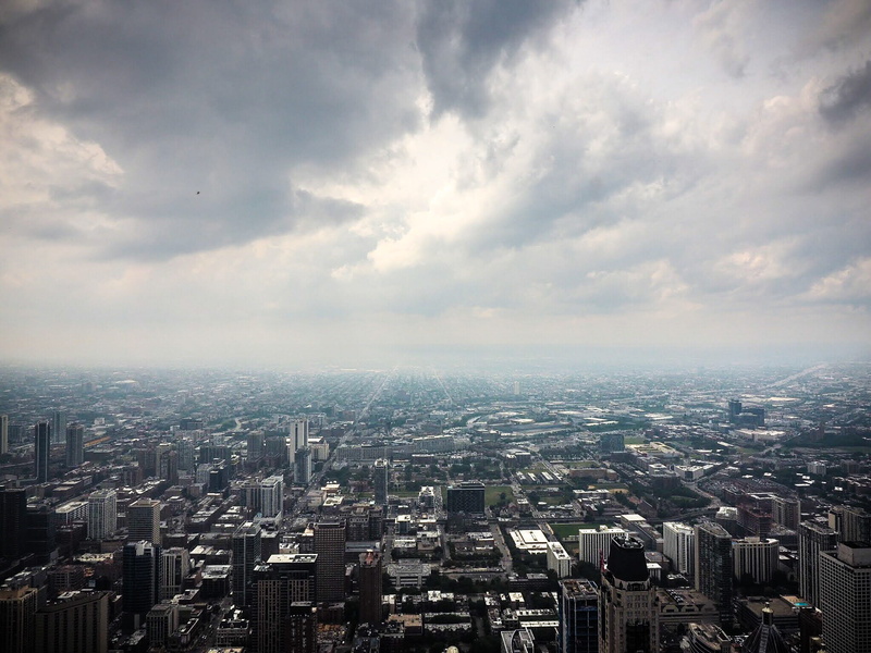 building, skyscrapers, cloud - sky, clouds, john hancock, city, aerial view, sky, nature, john hancock center, skyscraper, built structure, residential district