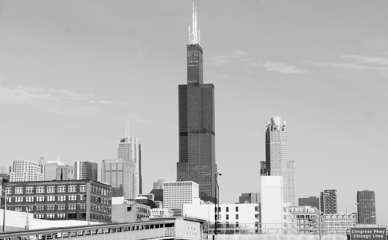 no people, nature, 4K, landscape, modern, urban skyline, willis, chicago, sears, tower, outdoors, office building exterior, sky, building, Black and White