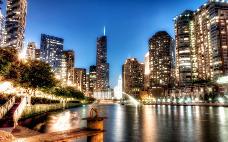illuminated, cityscape, tree, financial District, nature, city, architecture, famous Place, travel, night, finance, john, building Exterior, tall - High