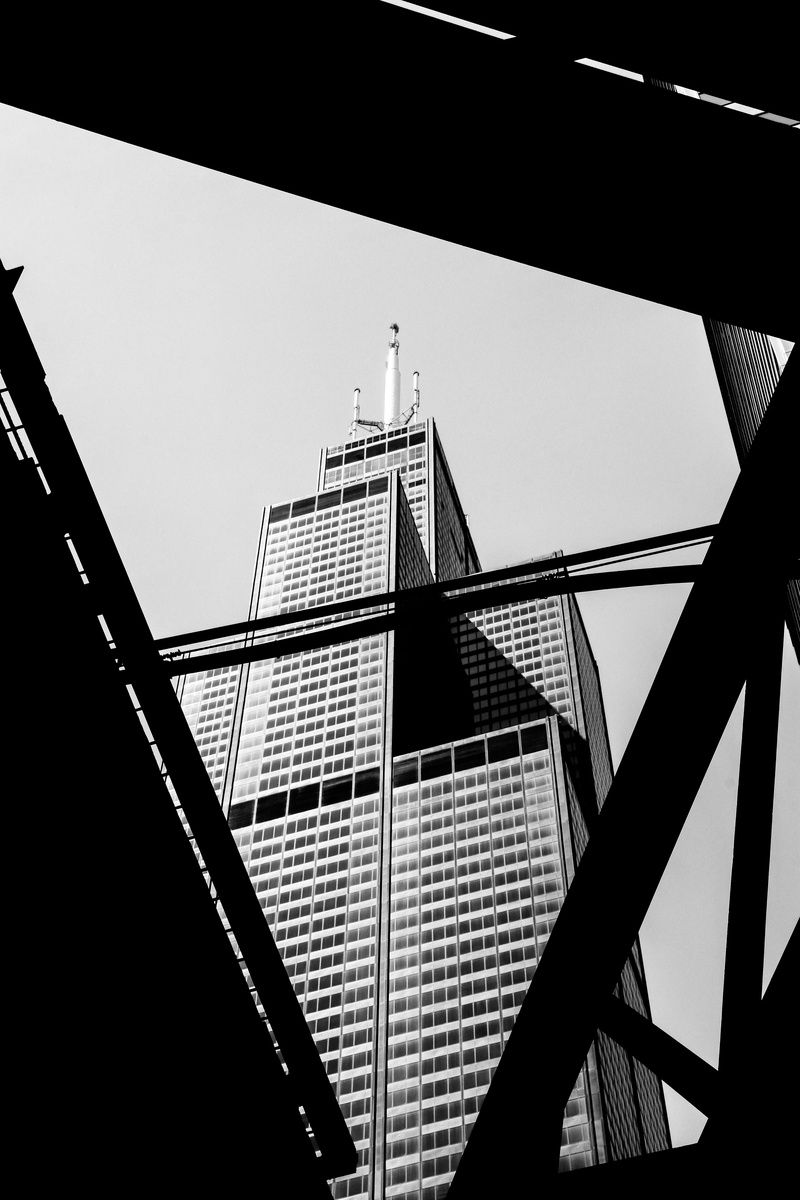 tall - high, framing, tower, 5K, glass - material, built structure, sky, willis tower skydeck, railing, chicago, urban, united states, building exterior