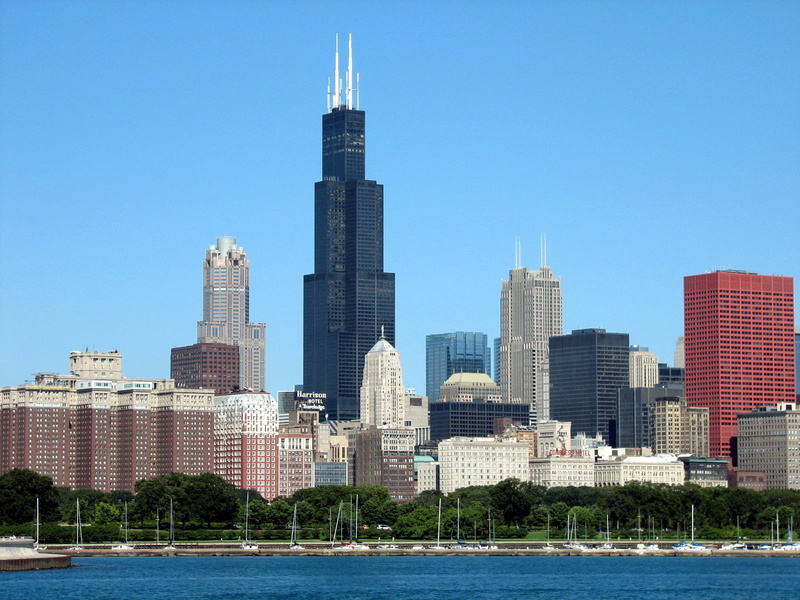 tall - high, sears, waterfront, office, building, s, office building exterior, outdoors, skyscraper, modern, tower, sky, 720P, spire, chicago, landscape