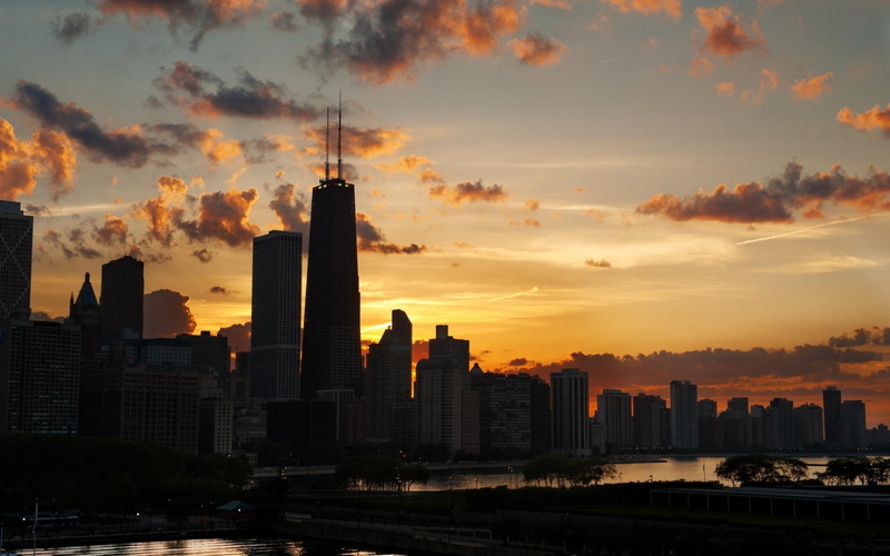 outdoors, landscape, sunset, financial district, office building exterior, building exterior, modern, sky, city, urban skyline, tower, building, cityscape
