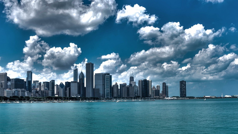 financial district, USA, water, city, sky, clouds, built structure, urban skyline, landscape, modern, office building exterior, skyline, tall - high, cloud - sky