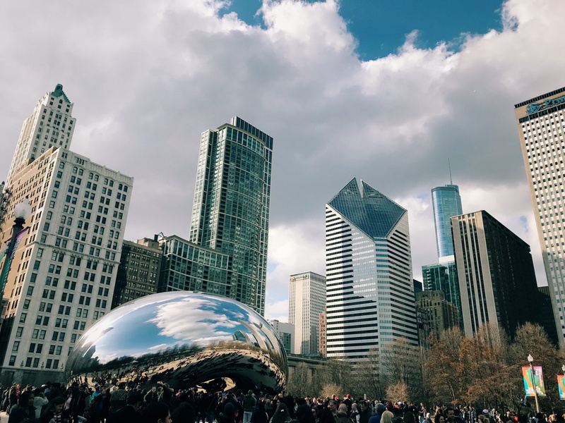 building, mirror, skyscraper, low angle view, built structure, tower, cityscape, chicago skyline, nature, skyline, office building exterior, bean, day