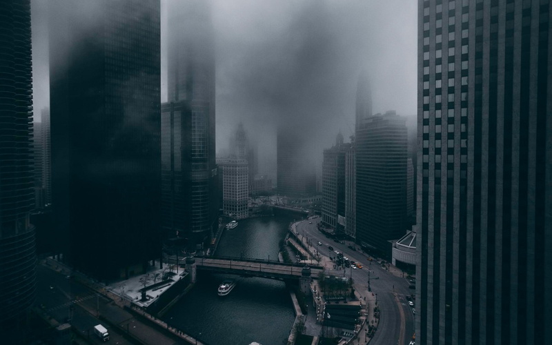 mist, Chicago, 1080P, skyline, skyscraper, city