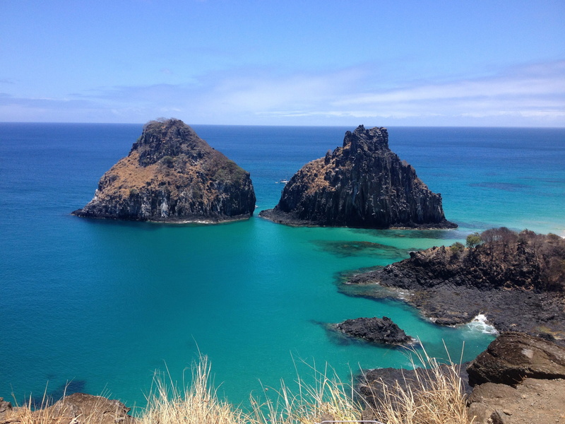 sky, turquoise colored, land, Fernando De Noronha, beach, rock, water, sea, summer, stack rock, outdoors, scenics, 2K, seascape, cliff, coastline, idyllic