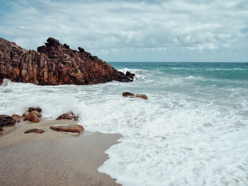 power in nature, water, breaking, 4K, peace, landscape, rock - object, aquatic sport, land, solid, beach, shore, travel, horizon over water