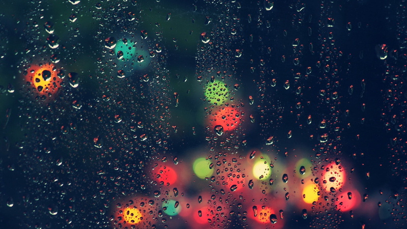 water drops, rain, 1080P, water on glass, blurred, depth of field, lights, bokeh, transparency, glass, night