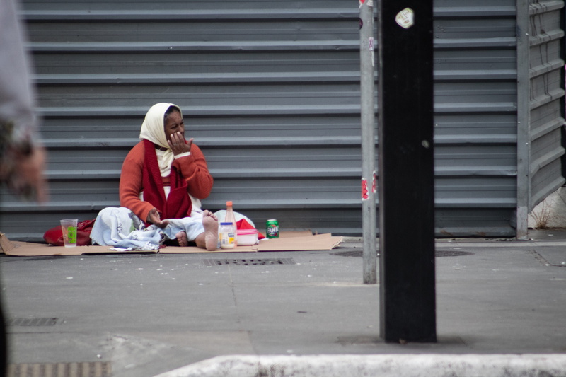 built structure, real people, poor, avenida paulista, day, 5K, cry, footpath, woman, adult, social issues, lifestyles, old woman, full length, sitting