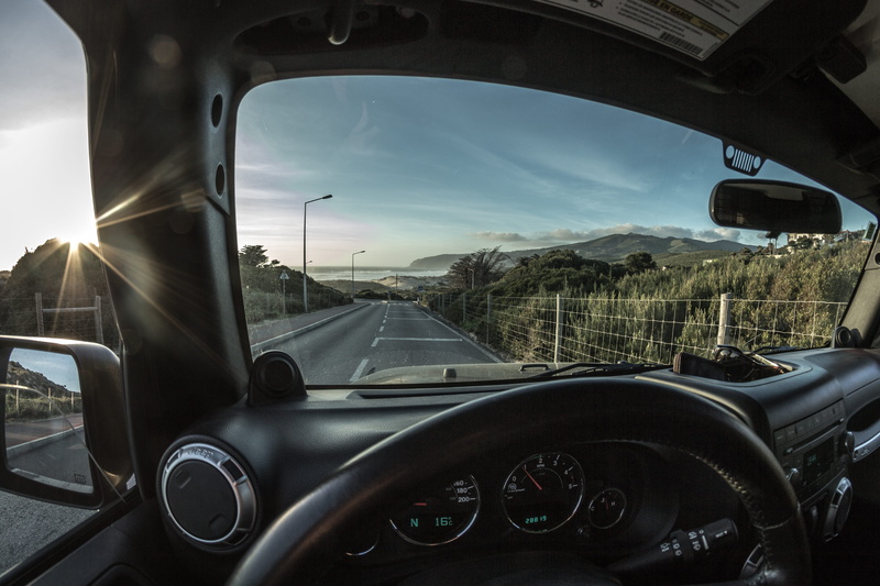 no people, travel, vehicle interior, windshield, nature, 4K, mode of transportation, cascais, indoors, land vehicle, jeep, portugal, car interior, vehicle mirror