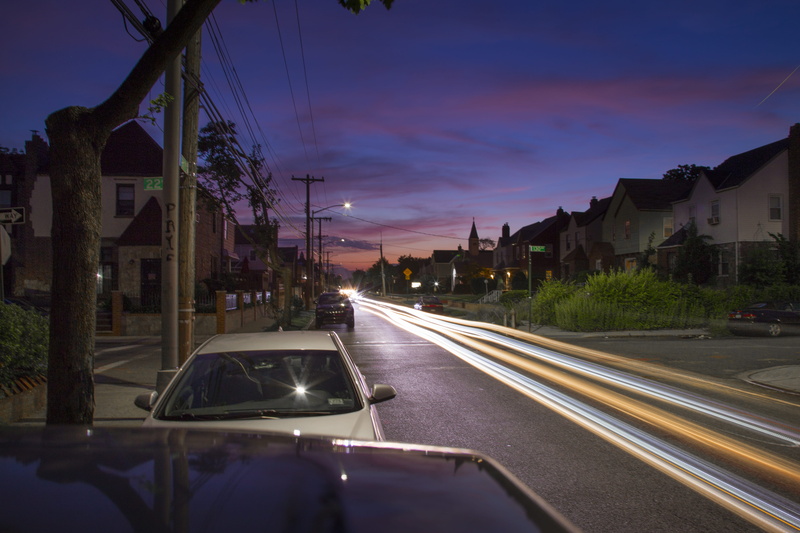5K, direction, united states, road, mode of transportation, springfield gardens, outdoors, car point of view, illuminated, sunset, dusk, no people, transportation