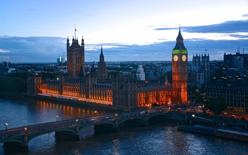 Lights, Buildings, 1080P, Dusk, London, Evening, England, Bridge, River