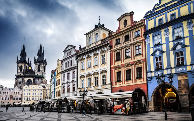 concrete, Street, building, white, four, storey, City, Square, Buildings, Town, 2K, Prague, Czech, Old