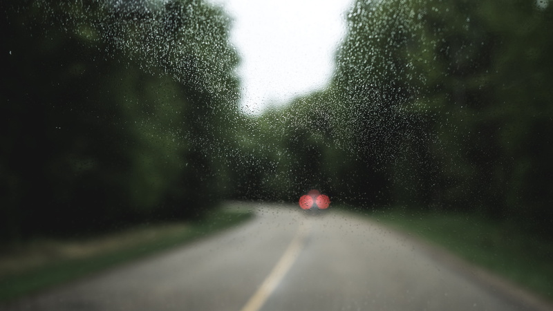 car point of view, mode of transportation, motor vehicle, transportation, trip, motion, glass, on the move, road trip, 5K, forest, moody, outdoors, rainy