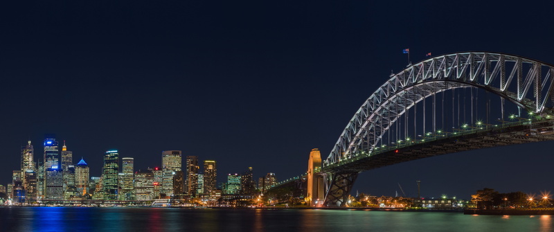 night, cityscape, urban, 5K, city, city lights, bridge, Sydney
