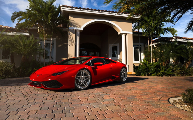 Miami, Lamborghini, huracan, Supercar, Red, Florida, 1080P