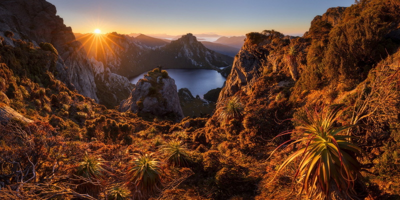 morning, Lake Oberon, Australia, mountains, lake, 1080P, Tasmania, dawn
