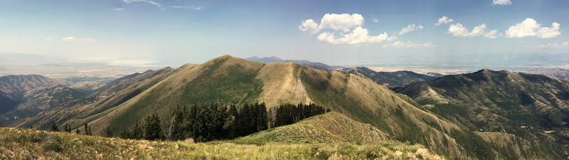landscape, panoramic, sky, nature, mountain ridge, plant, land, tranquility, non-urban scene, pine tree, dual monitors, mountain range, beauty in nature