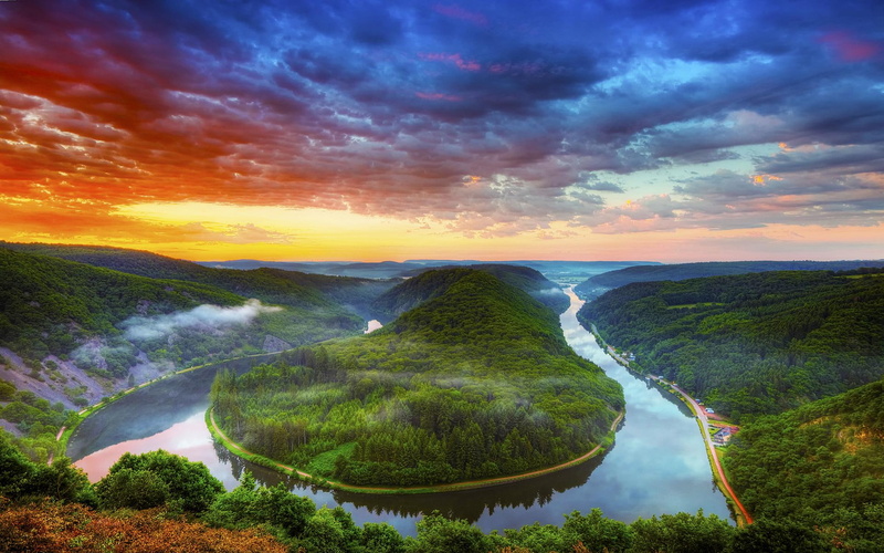 3d and abstract, river, 1080P, colorful, horse, nature, mountain, forest, clouds, road, beauty, shoe