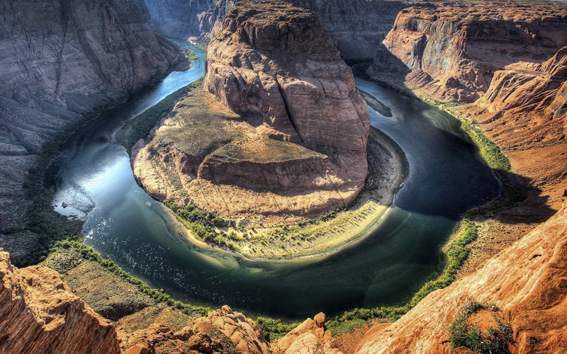 2K, horseshoe, park, big, landscapes, national, mountains, rivers, canyon, bend, zion