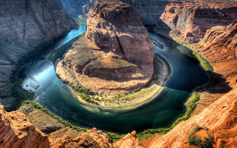 bend, 2K, rivers, water, horseshoe, cliffs, canyon, nature