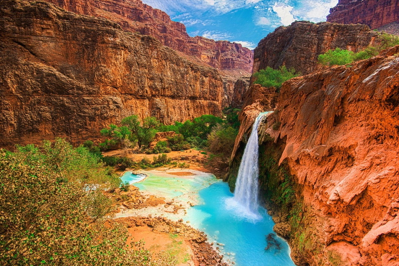 Rock, 1080P, Canyon, Waterfalls, Waterfall, Havasu Falls, Earth