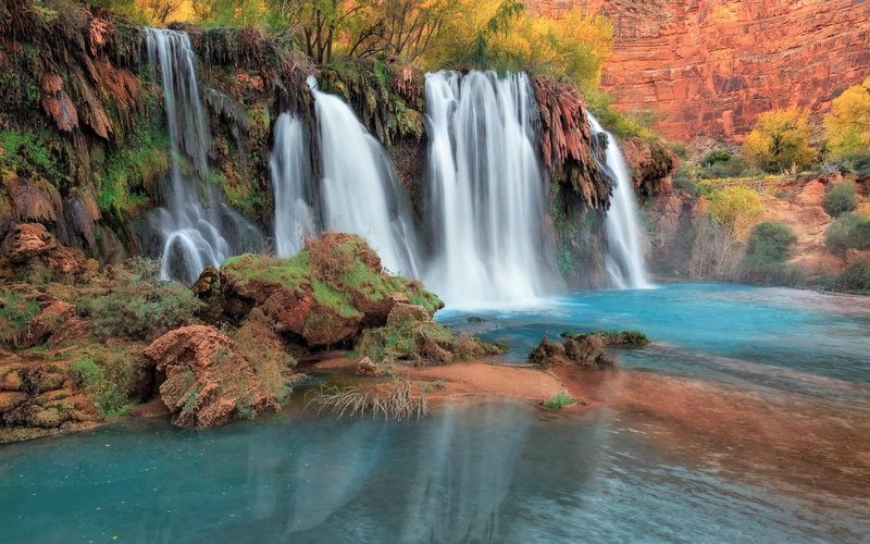 Earth, Arizona, Waterfalls, Havasu Falls, Waterfall, 1080P