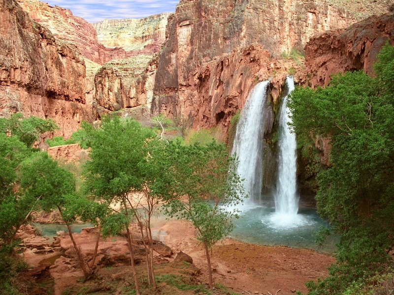 Nature, Water, Waterfalls, Tree, Canyon, 720P, Havasu Falls, Waterfall