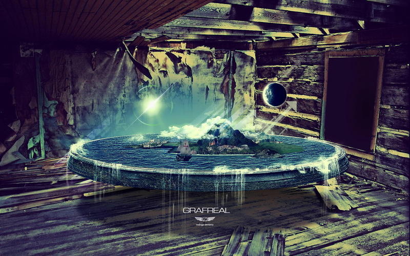 surreal, world, 3d, fantasy, nature, 1080P, island, 3d and abstract