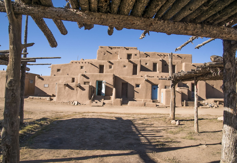 shadow, old, western, taos, low angle view, clear sky, sky, usa, indian, day, nature, adobe, united states, blue, 2K, no people, native american, sunlight