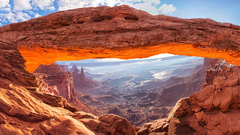 5k, travel, canyon lands, 4K, tourism, Mesa Arch, Utah, 4k, USA
