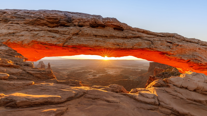 sunset, mesa arch, stone, moab, rock formation, np, brown, hour, outdoors, canyon, beauty in nature, no people, geology, sandstone, scenics - nature, orange