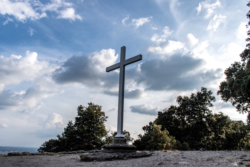 scenic overlook, belief, billowing clouds, symbolic, spirituality, background, sky, no people, spectacular, holy, clouds, priory, ganagobie, crucifix, southern france