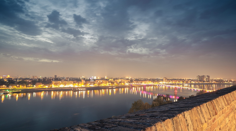 cityscape, city, architecture, water, building, no people, river, sunset, bridge, cloud - sky, connection, nature, skyscraper, night, petrovaradin fortress